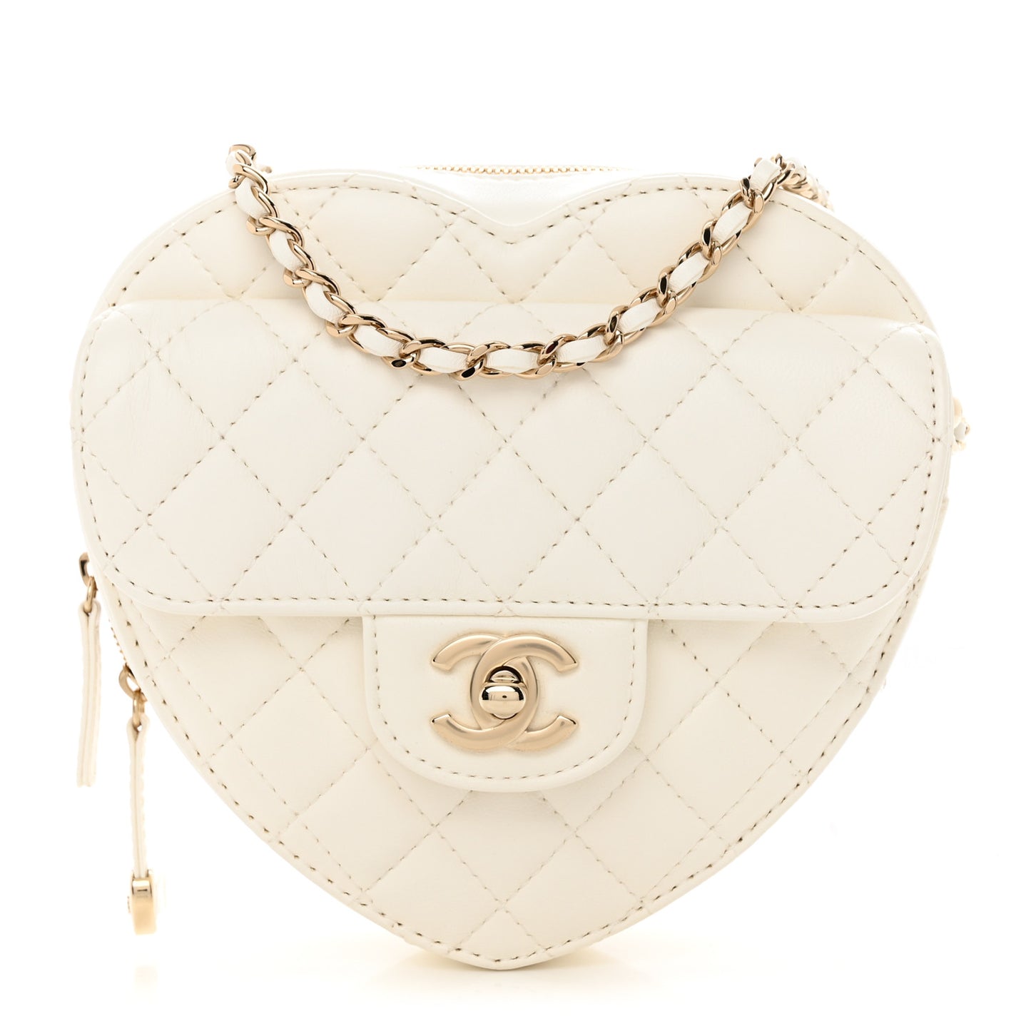 Lambskin Quilted CC In Love Heart Bag White