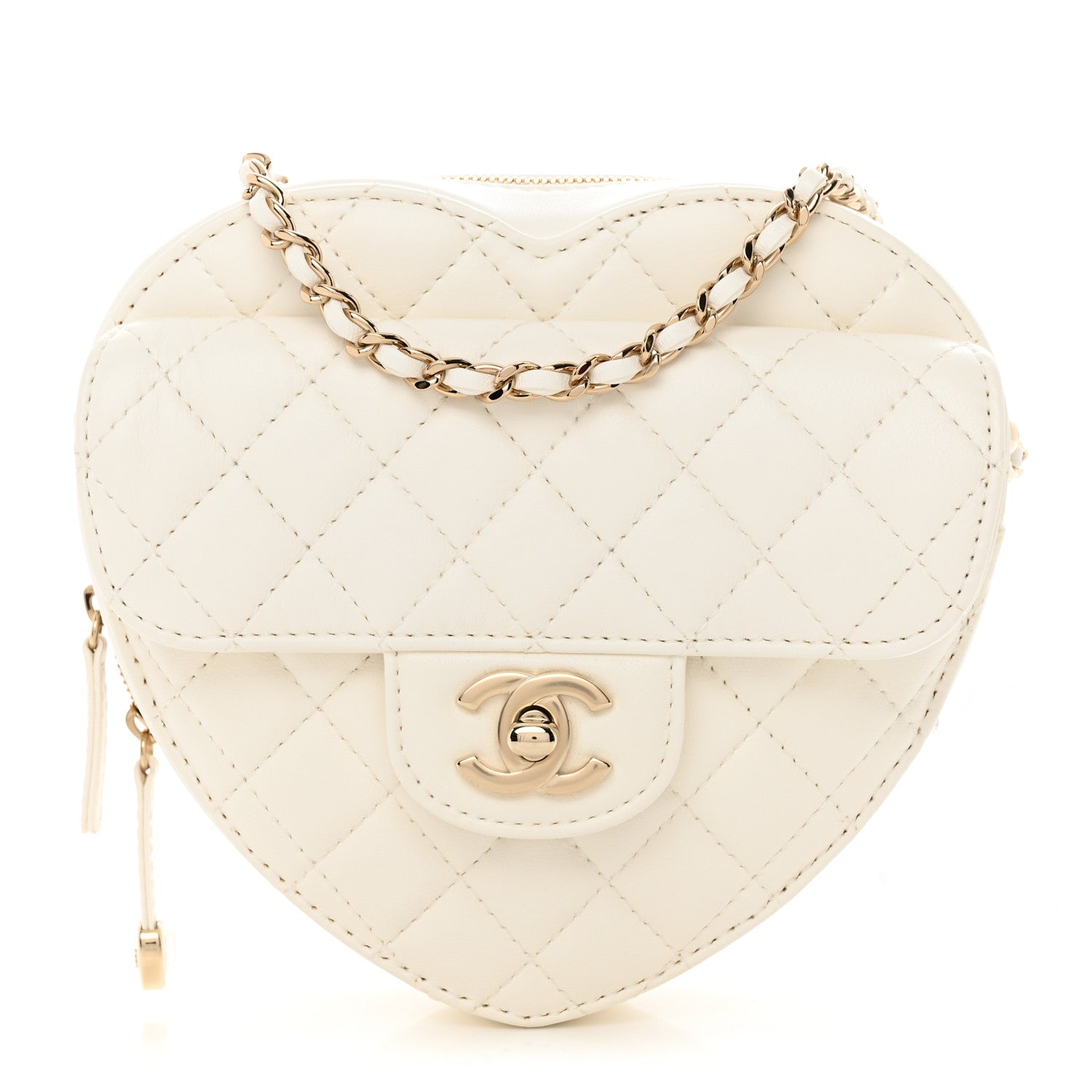 Chanel Lambskin Quilted CC In Love Heart Bag White 1 of 13