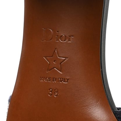 Christian Dior Cotton Embroidered Dway 40mm Slide Sandals 38 Deep Blue 7 of 8