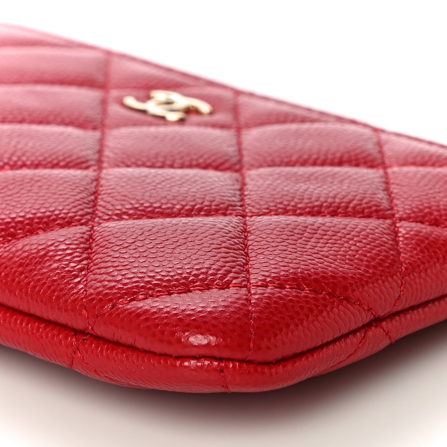 Caviar Quilted Small Cosmetic Case Red