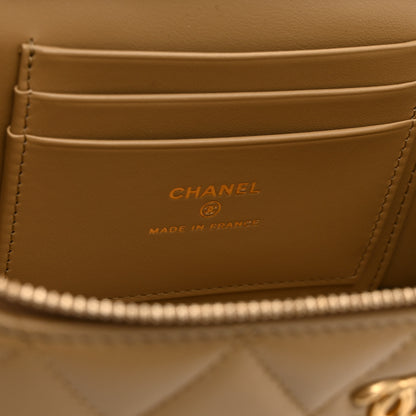 Chanel Lambskin Quilted Pearl Crush Small Vanity Case With Chain Beige 6 of 10