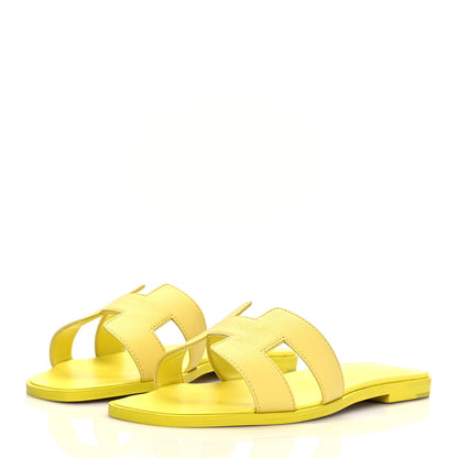 Hermes Epsom Oran Sandals 38 Jaune Pollen 3 of 9