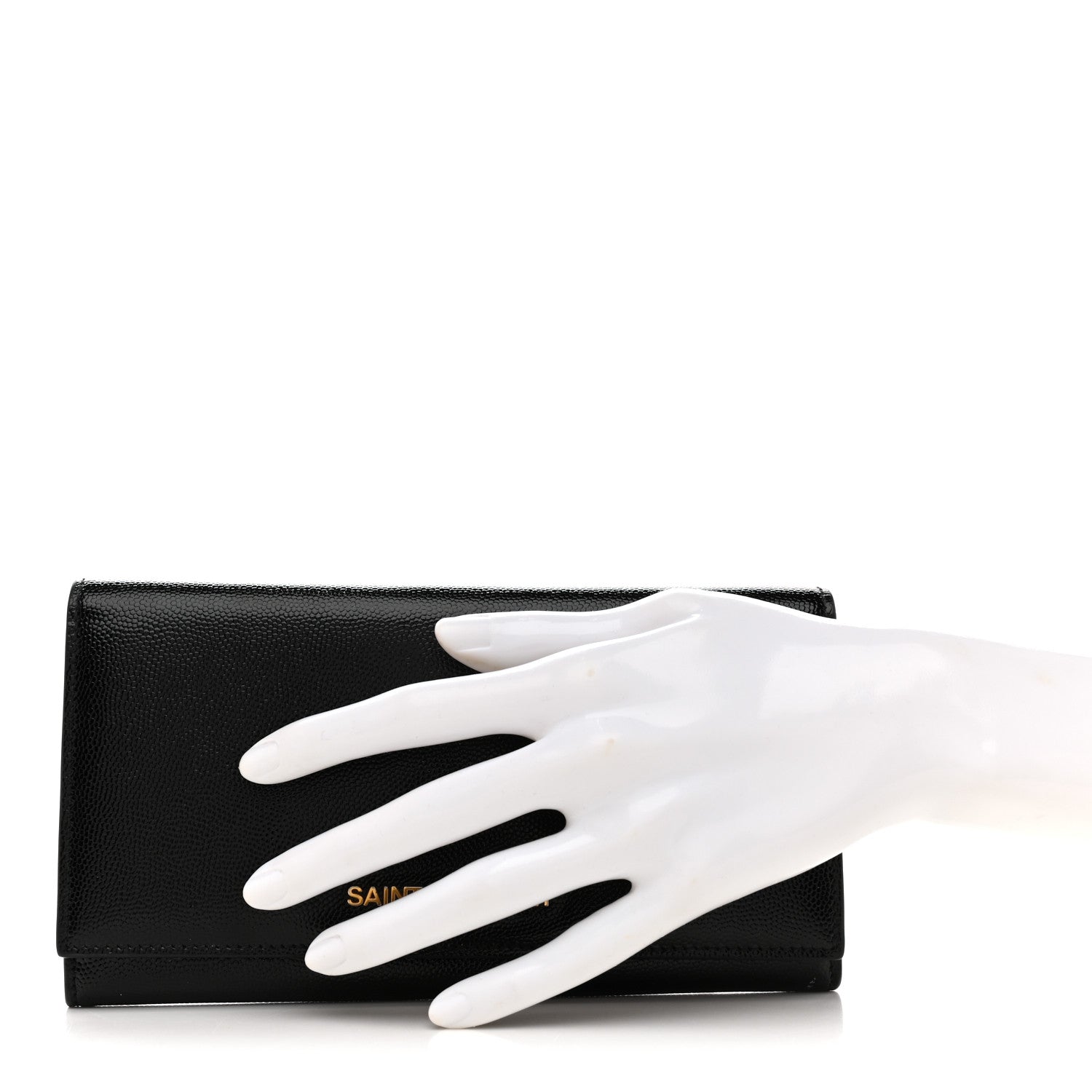 Saint Laurent Patent Grain de Poudre Classic Large Letters Flap Wallet Black 2 of 11