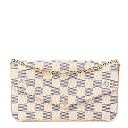 Louis Vuitton Damier Azur Pochette Felicie Chain Wallet Rose Ballerine 1 of 11