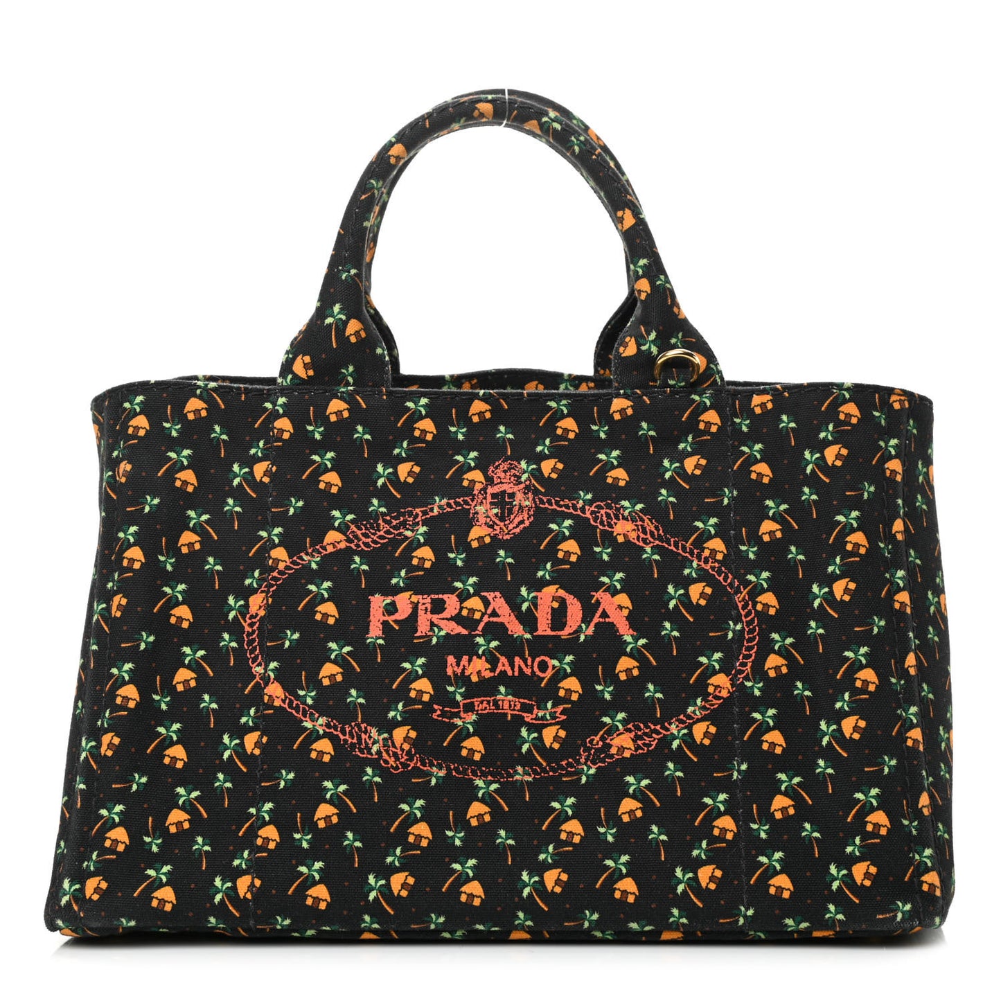 Canapa Palm Tree Print Logo Tote Black