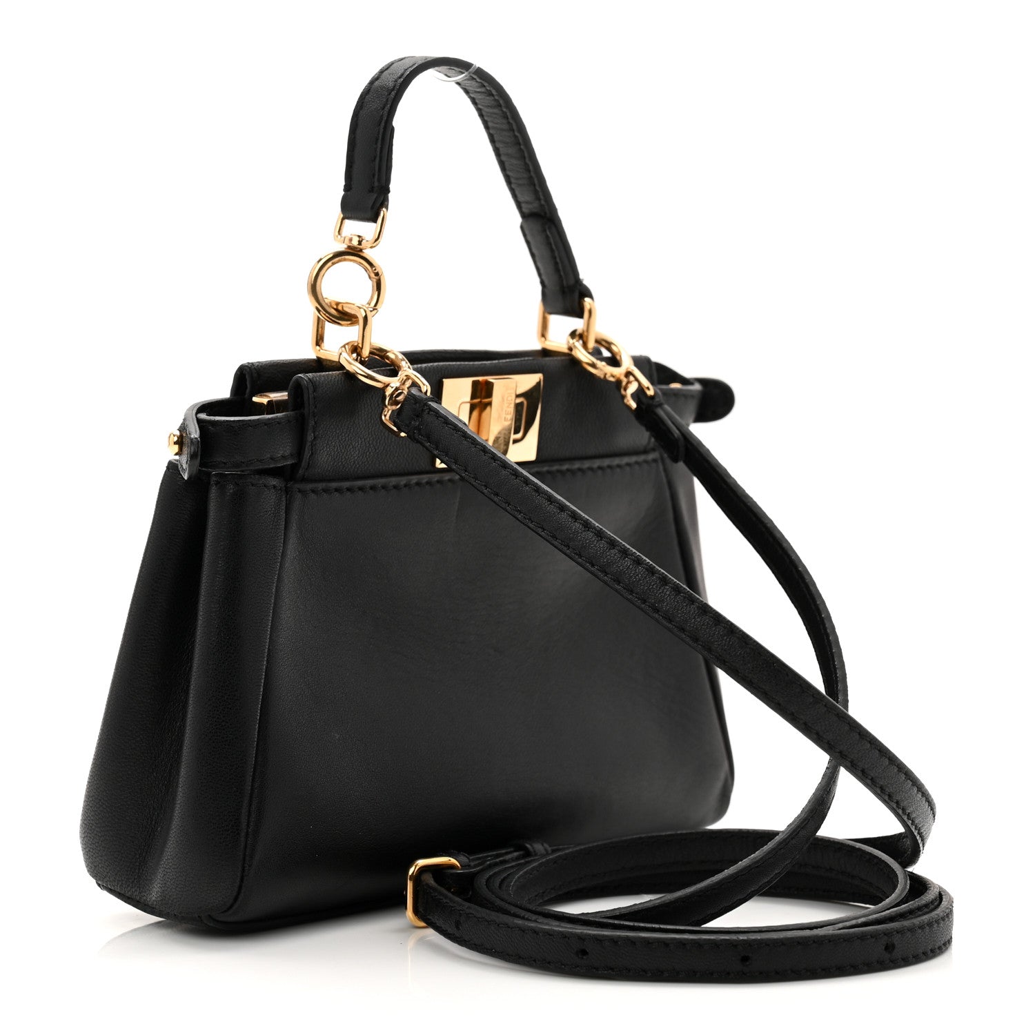 Fendi Nappa Micro Peekaboo Iconic Satchel Black 3 of 10