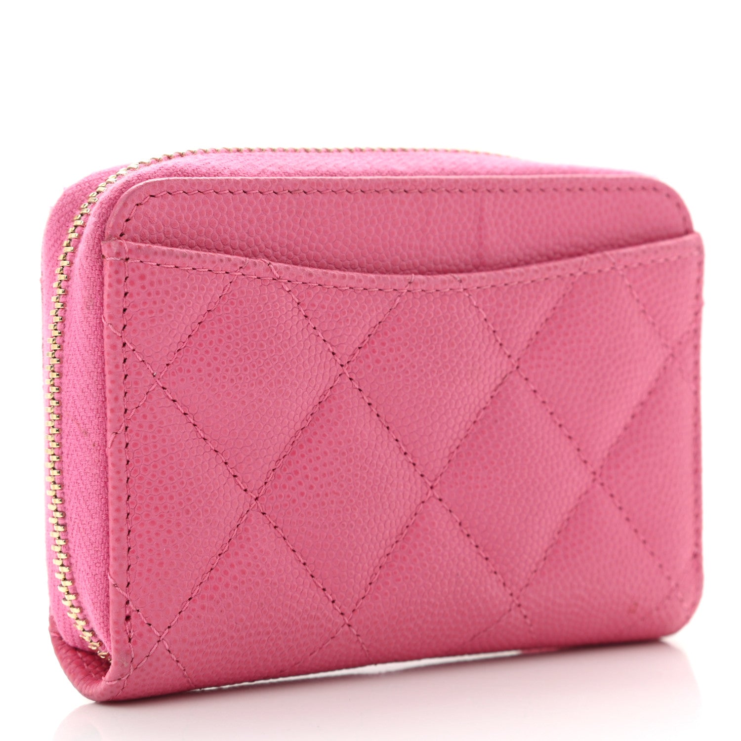Chanel Caviar Quilted Zip Coin Purse Pink 3 of 8