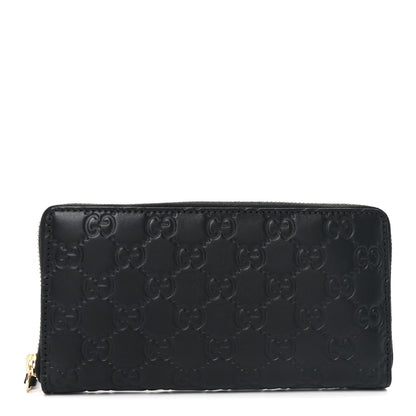 Gucci GG Calfskin Embossed Emblem Zip Around Wallet Black 1 of 8