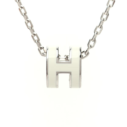 Hermes Lacquered Palladium Mini Pop H Pendant Necklace White 4 of 6