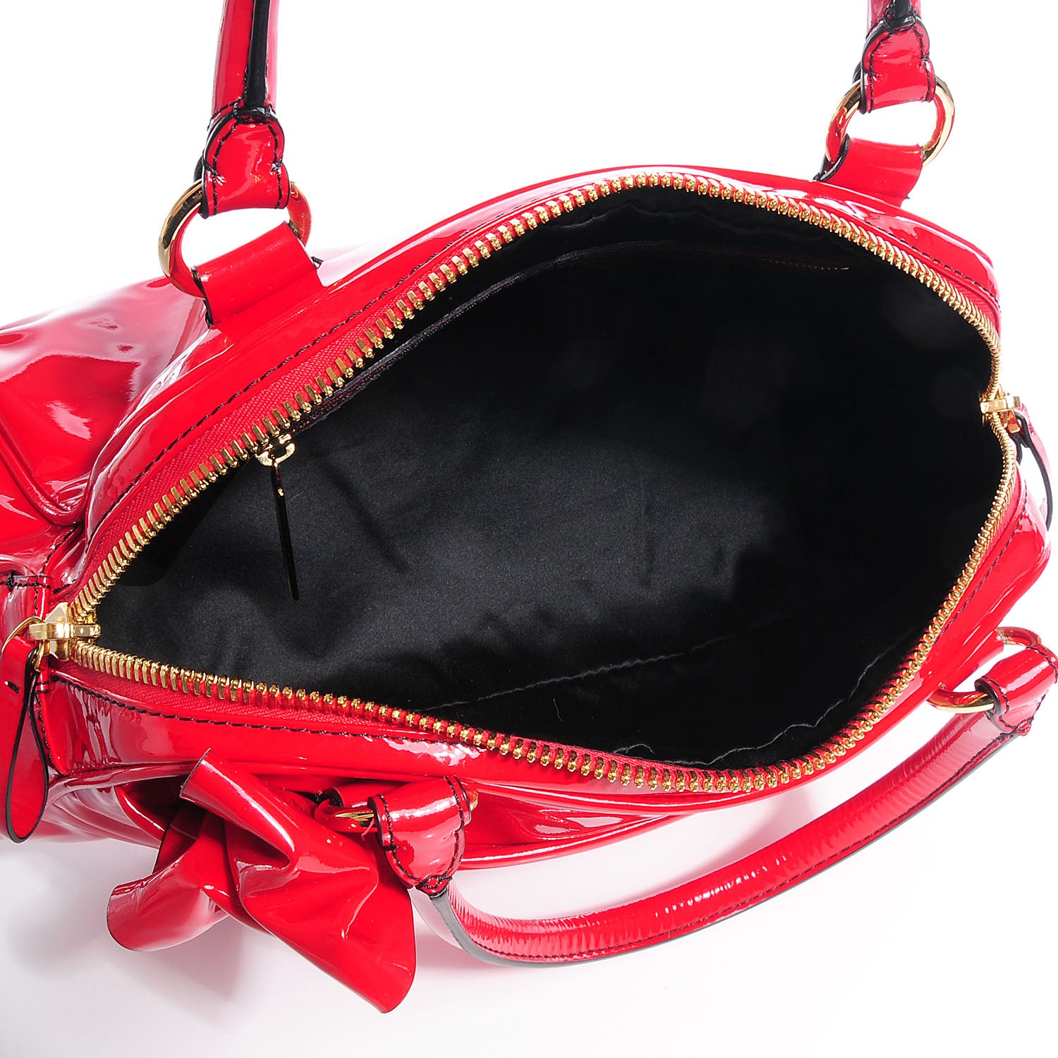 Valentino Garavani Patent Lacca Bow Bowling Bag Red 5 of 9