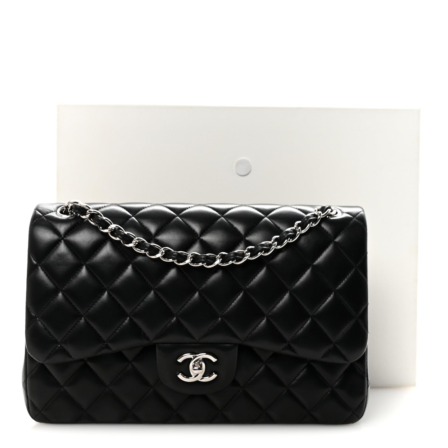 Lambskin Quilted Jumbo Double Flap Black