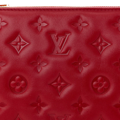 Louis Vuitton Mother of Pearl Lambskin Embossed Monogram Coussin BB Red Green 7 of 9