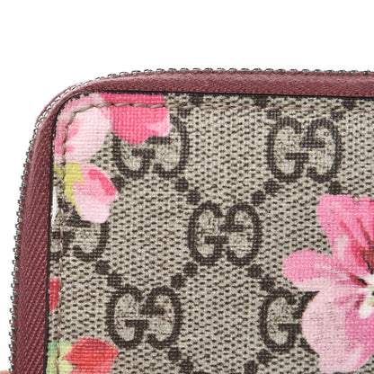 Gucci GG Supreme Monogram Blooms Zip Around Card Case Wallet Beige Multicolor Dry Rose 7 of 9