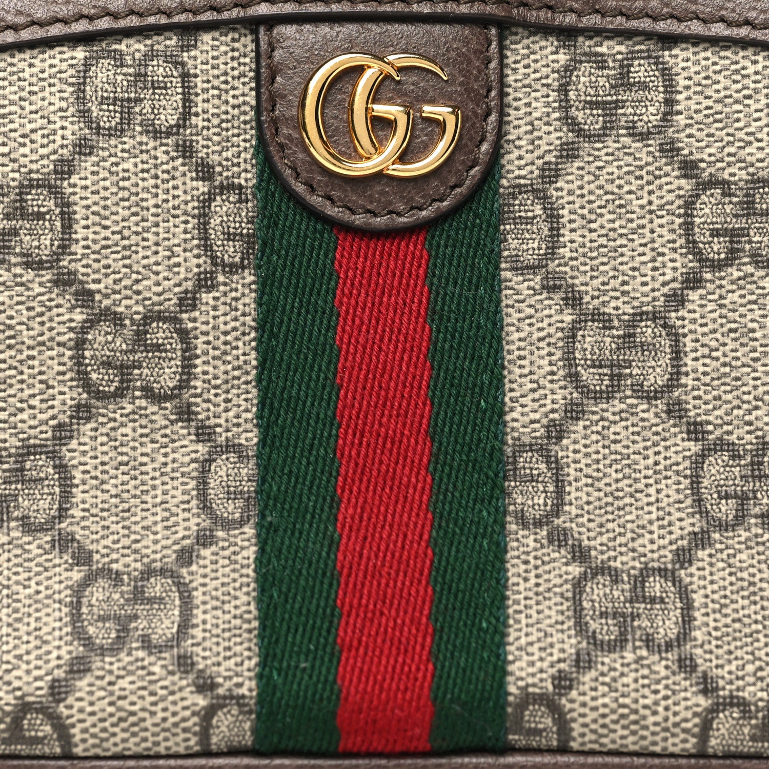 Gucci GG Supreme Monogram Textured Calfskin Web Medium Ophidia Cosmetic Case Beige Ebony New Acero 8 of 8