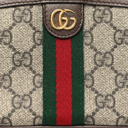 Gucci GG Supreme Monogram Textured Calfskin Web Medium Ophidia Cosmetic Case Beige Ebony New Acero 8 of 8