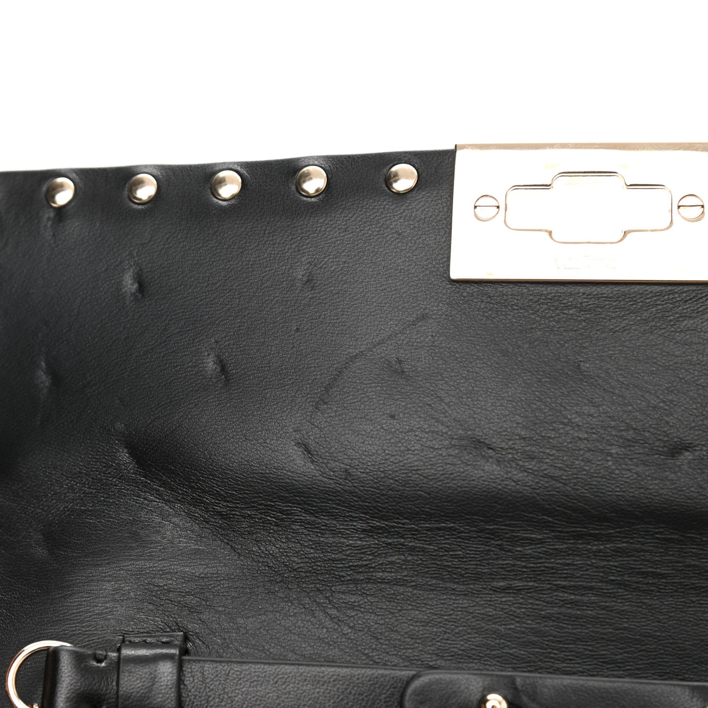 Lambskin Rockstud Spike Wallet on Chain Black