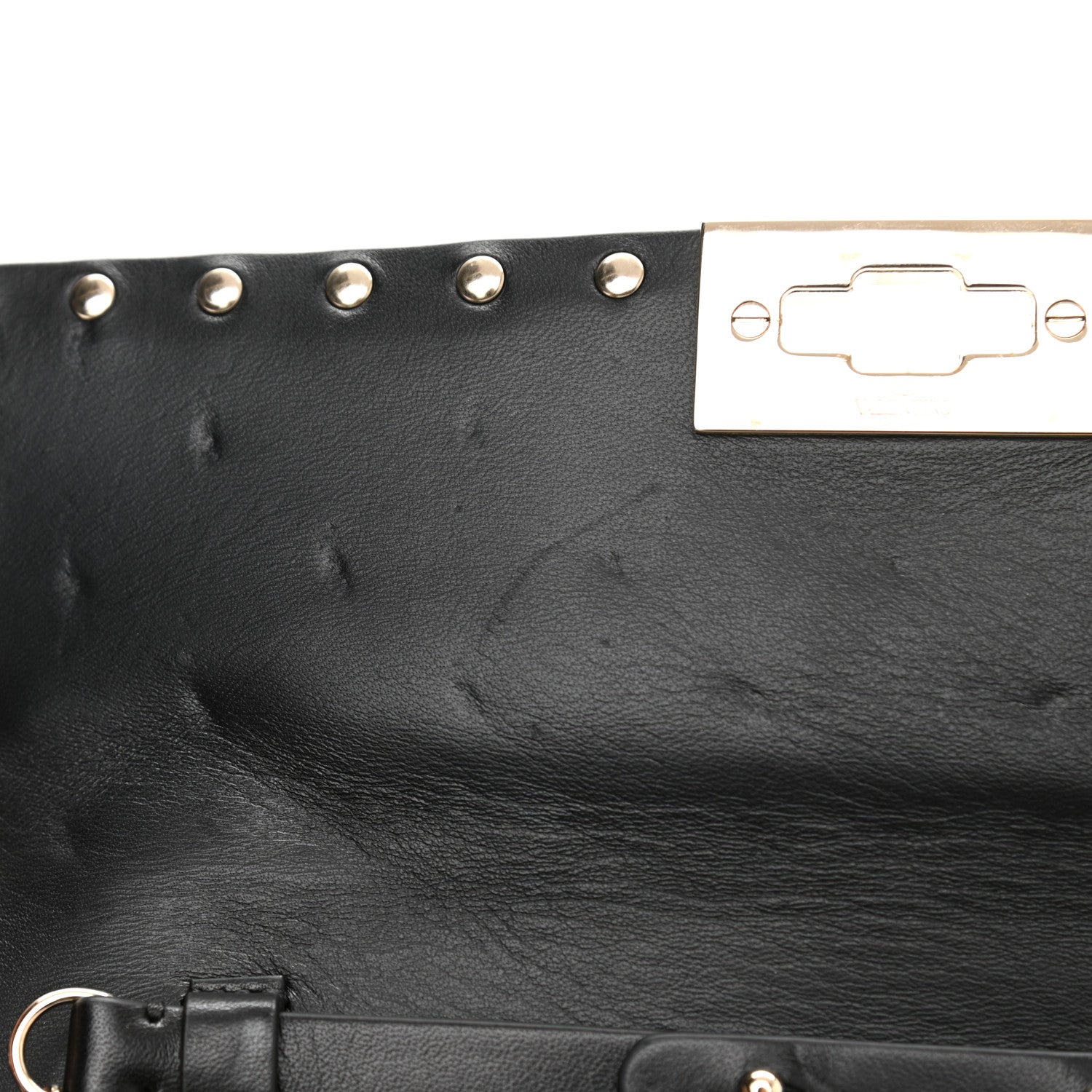 Valentino Garavani Lambskin Rockstud Spike Wallet on Chain Black 8 of 8