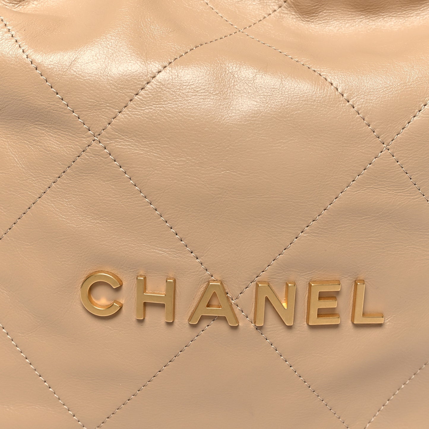 Shiny Calfskin Quilted Small Chanel 22 Beige