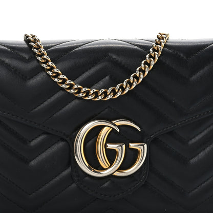 Gucci Calfskin Matelasse GG Marmont Chain Wallet Black 8 of 10