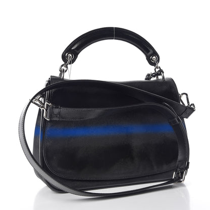 Christian Dior Grained Calfskin Stripe Dune Flap Black Blue 4 of 11