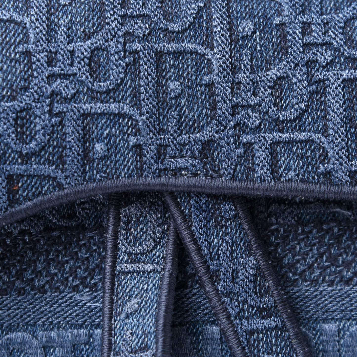 Oblique Embroidered Saddle Bag Denim Blue