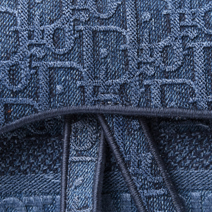 Christian Dior Oblique Embroidered Saddle Bag Denim Blue 8 of 10