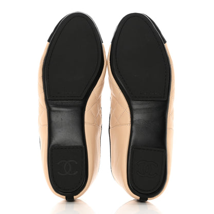 Chanel Lambskin Quilted Cap Toe Slipper With Pouch 37 Beige Black 5 of 14