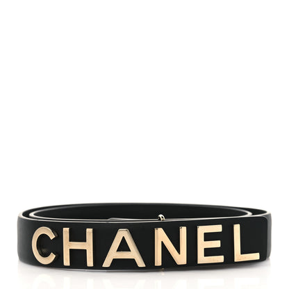 Chanel Calfskin Logo Belt 80 32 Black 1 of 5
