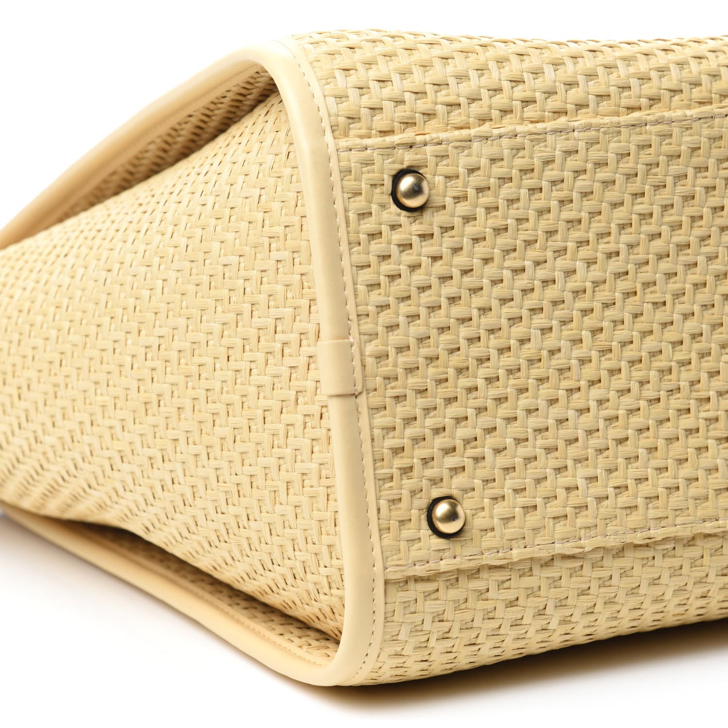 Straw Raffia Calfskin Chain Medium Deauville Tote Beige Black