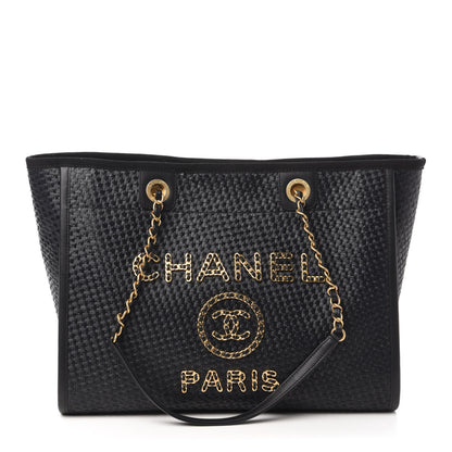 Chanel Woven Straw Raffia Small Deauville Tote Black 1 of 10