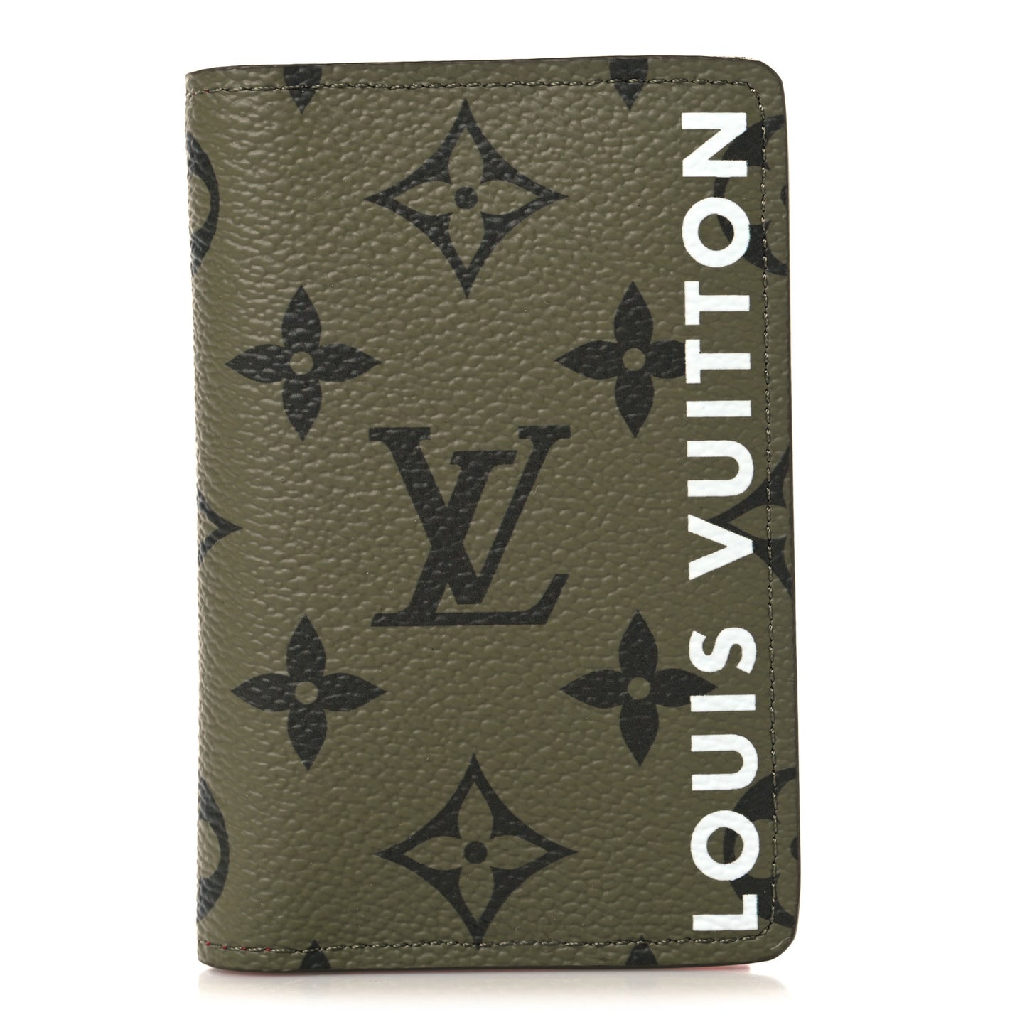 Monogram Pocket Organizer NM Khaki Green Vermillion Red