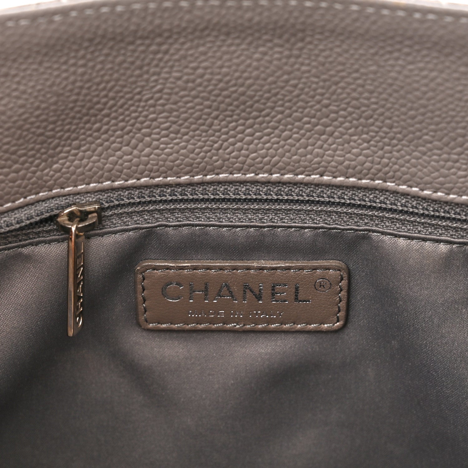 Chanel Caviar Quilted Grand Shopping Tote GST Light Grey 6 of 12