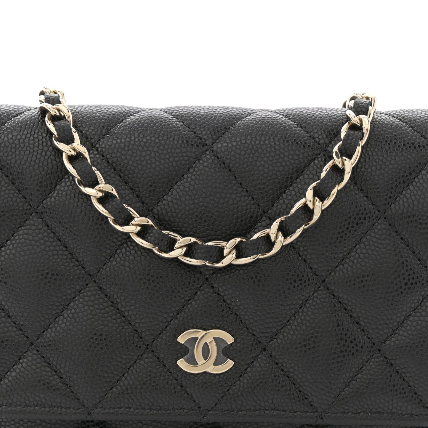 Caviar Quilted Mini Wallet On Chain WOC Black