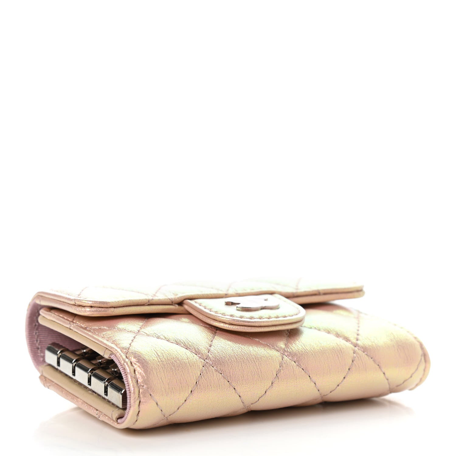 Chanel Iridescent Calfskin Quilted Classic 4 Key Holder Wallet Pink 4 of 10