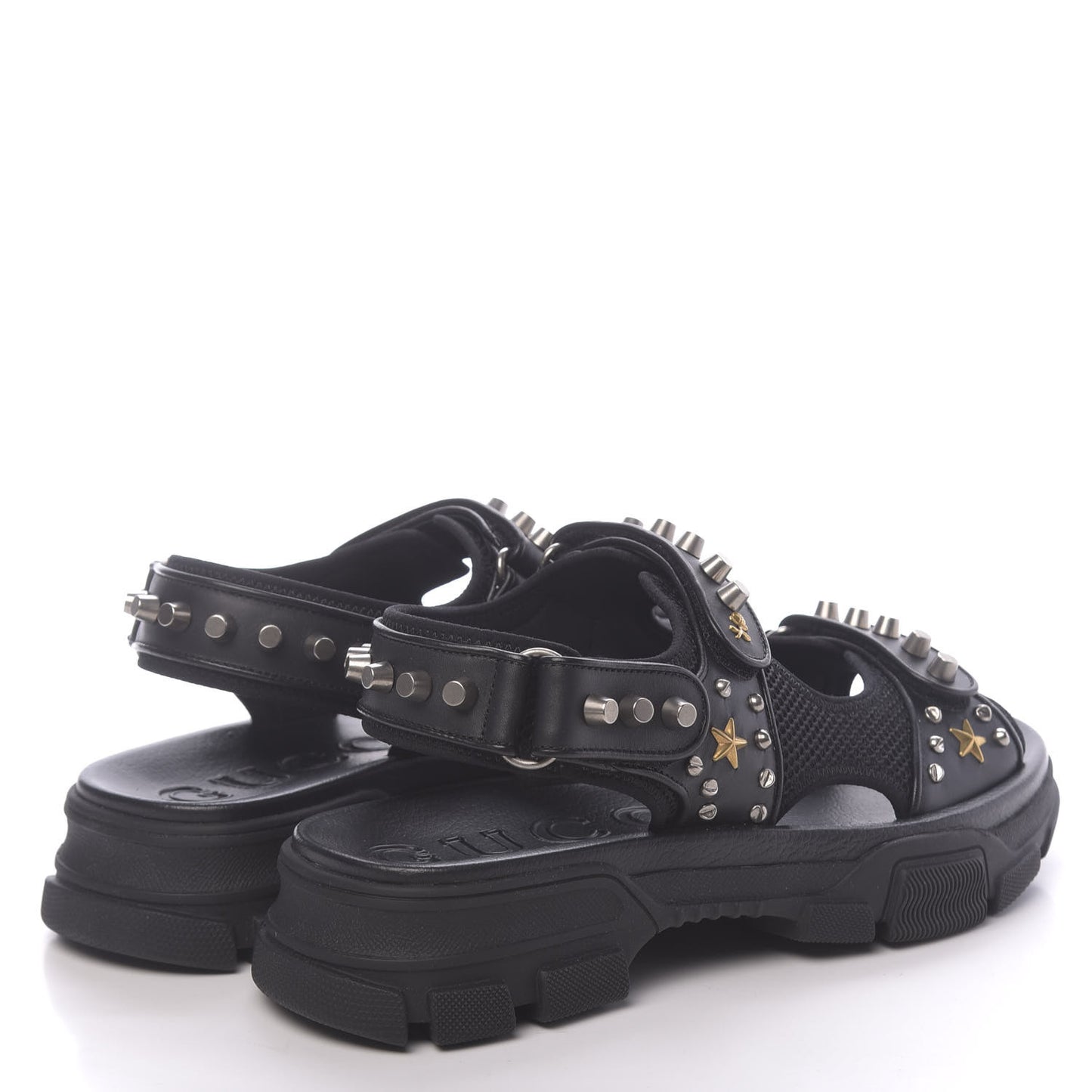 Nappa Mesh Studded Mens Aguru Sandals 10 Black