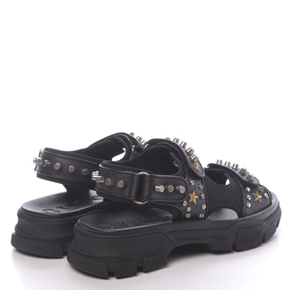 Gucci Nappa Mesh Studded Mens Aguru Sandals 10 Black 4 of 10