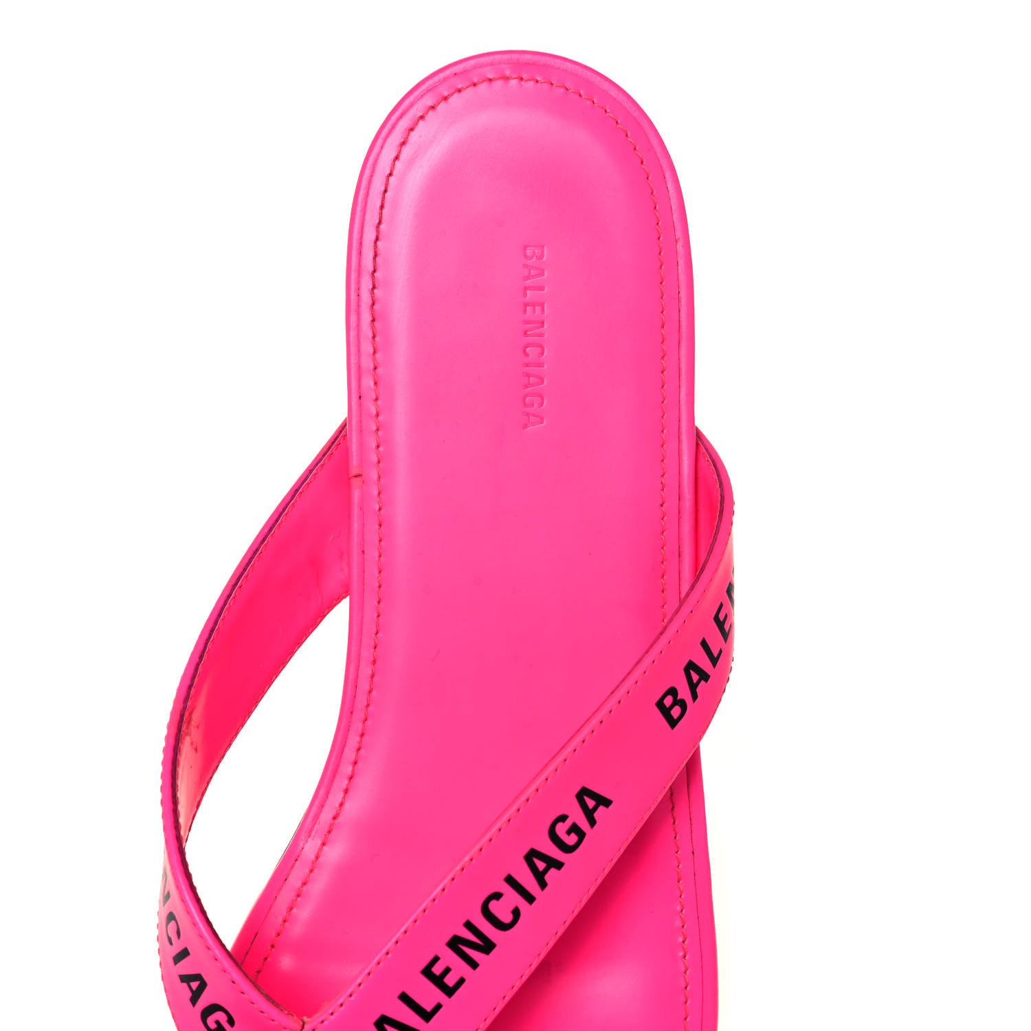 Balenciaga Calfskin Logo Thong Sandals 35 Neon Pink 7 of 13