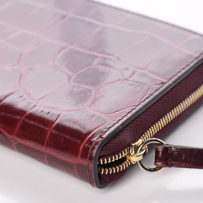 Mulberry Crocodile Embossed Zip Around Wallet Burgundy 9 of 12
