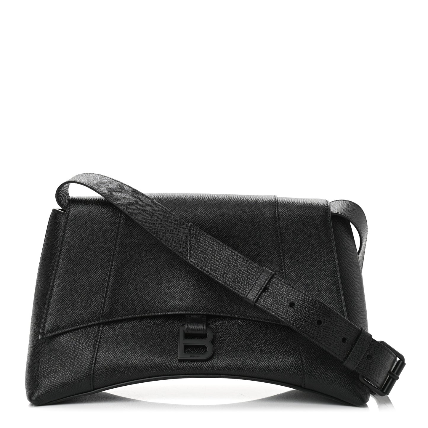 Grained Calfskin Monochrome M Downtown Shoulder Bag Black