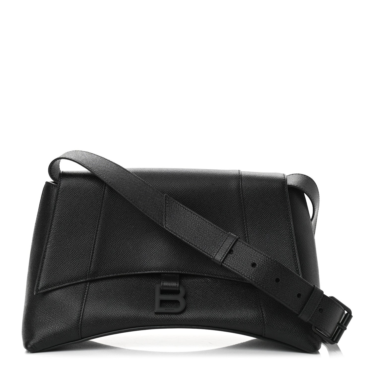 Balenciaga Grained Calfskin Monochrome M Downtown Shoulder Bag Black 1 of 9