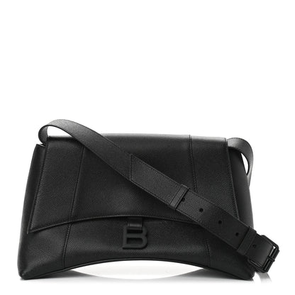 Balenciaga Grained Calfskin Monochrome M Downtown Shoulder Bag Black 1 of 9