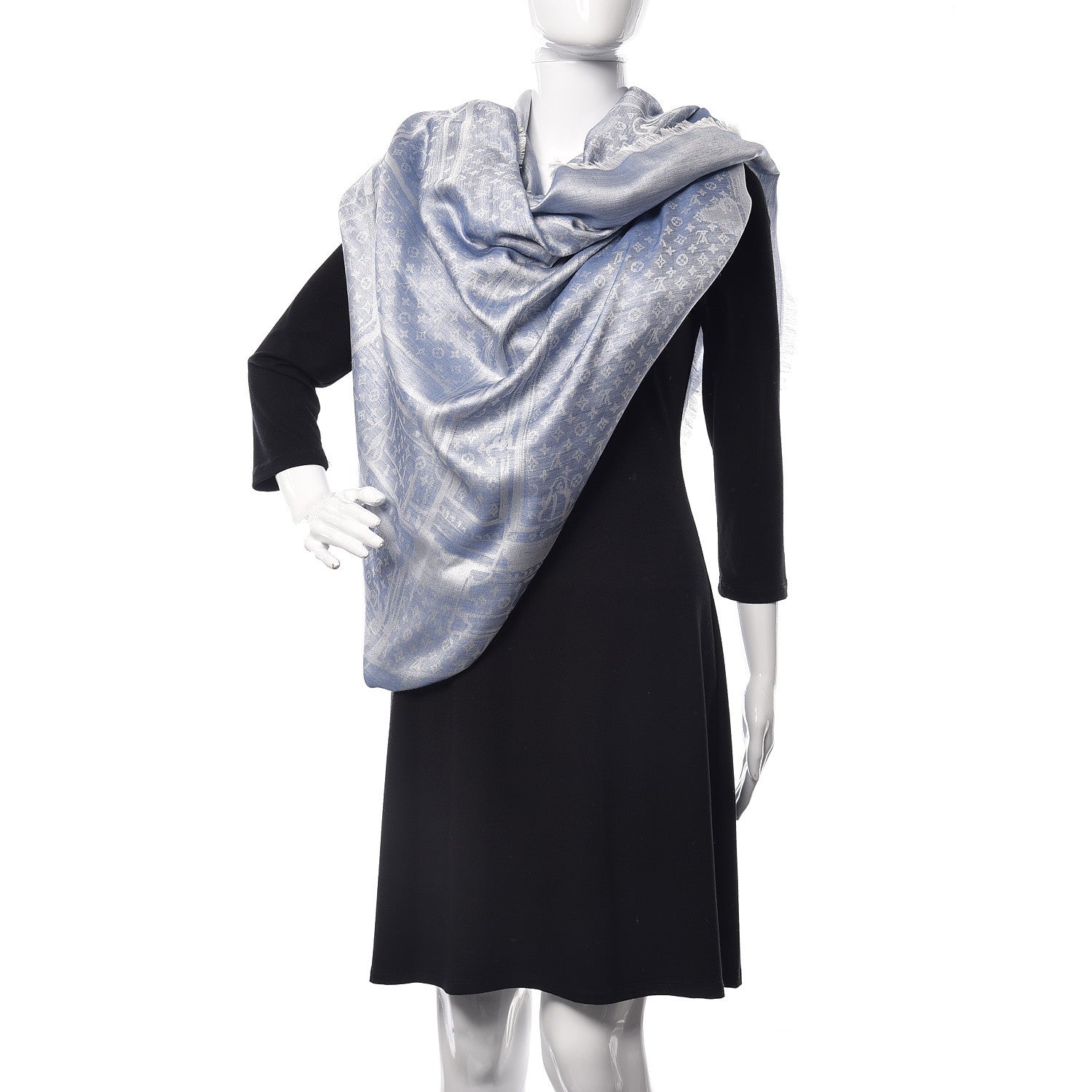 Louis Vuitton Cashmere Silk Steamer Shawl Blue 2 of 4