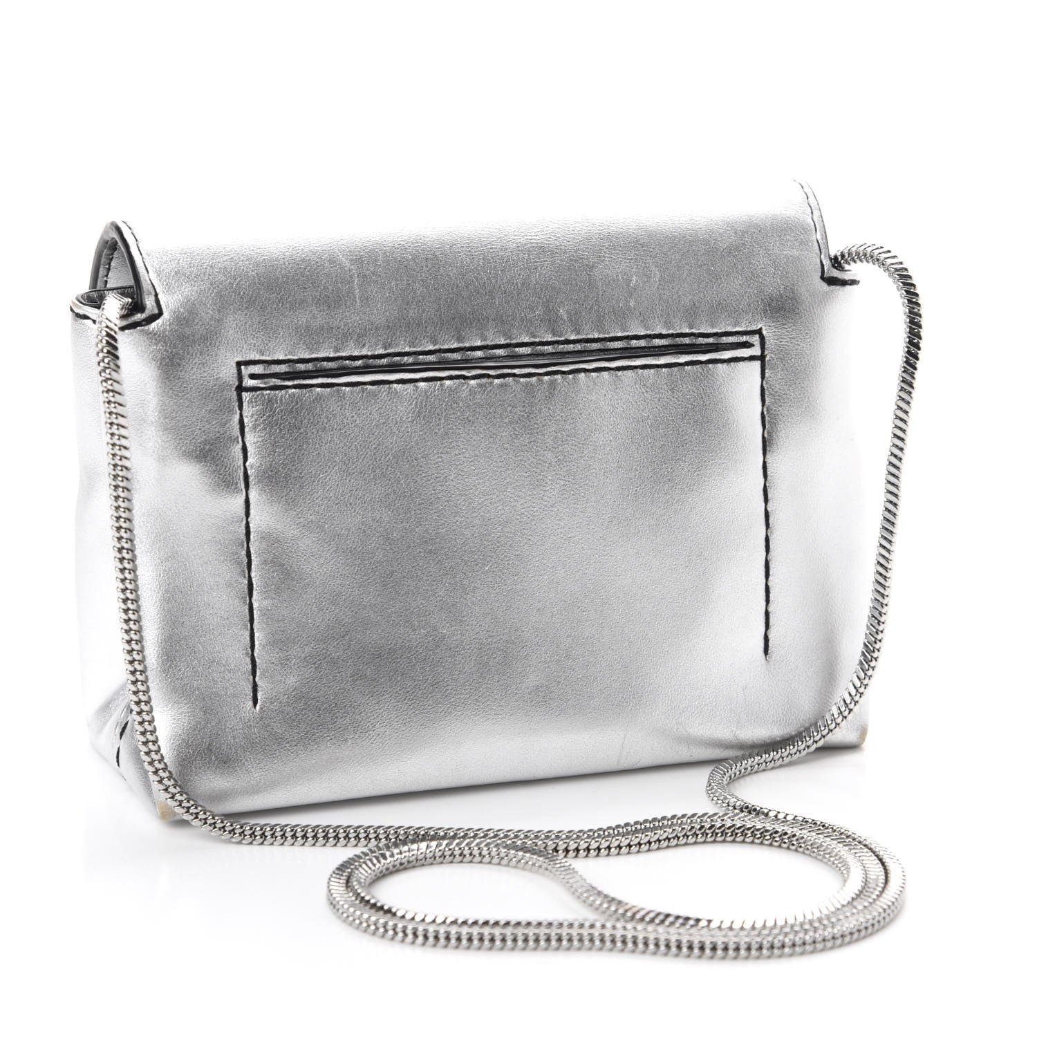 3.1 Phillip Lim 3.1 Metallic Calfskin Alix Soft Flap Clutch Silver 3 of 10