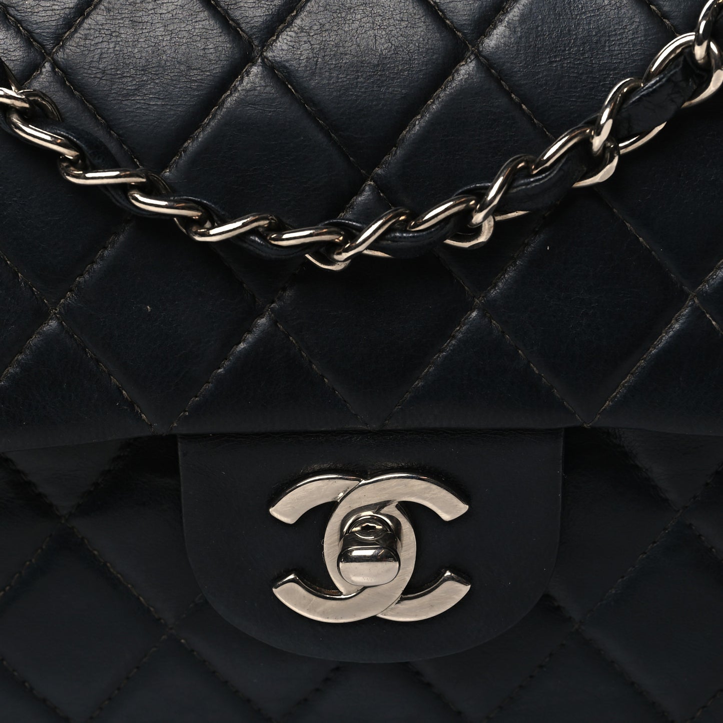 Lambskin Quilted Small Double Flap Black