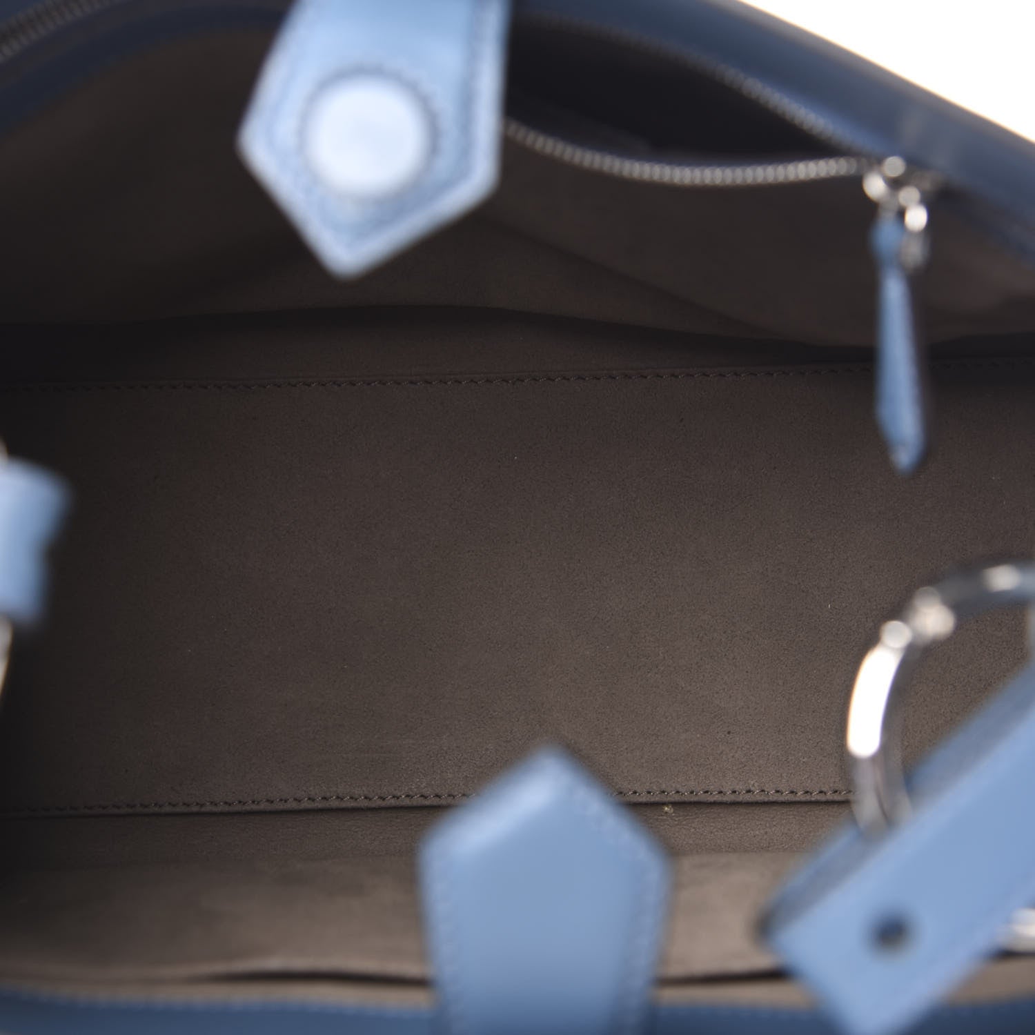 Fendi Vitello Century Raffia Elaphe F is Fendi FF Woven Embroidered Small Runaway Satchel Blue 5 of 11