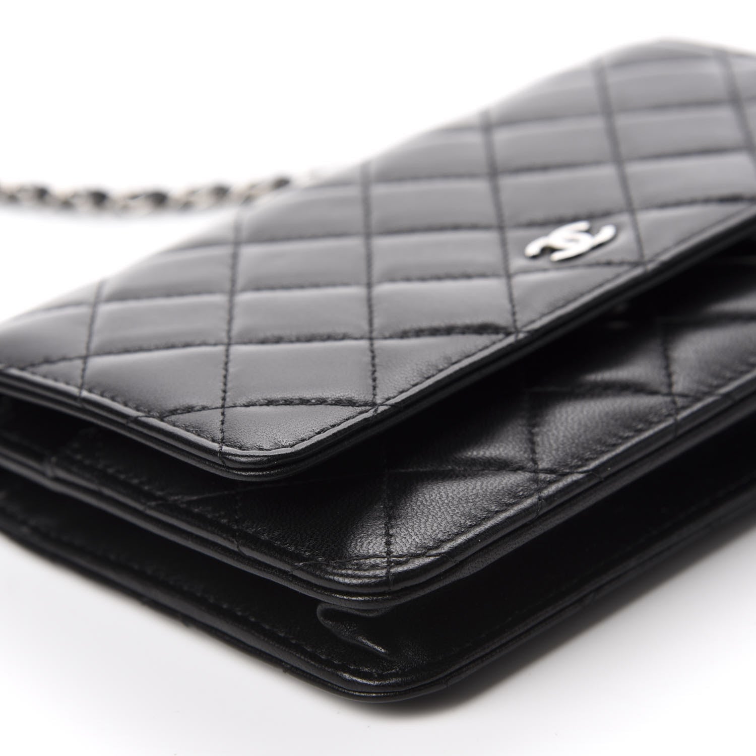 Chanel Lambskin Quilted Wallet On Chain WOC Black 6 of 12