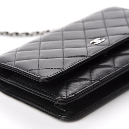 Chanel Lambskin Quilted Wallet On Chain WOC Black 6 of 12