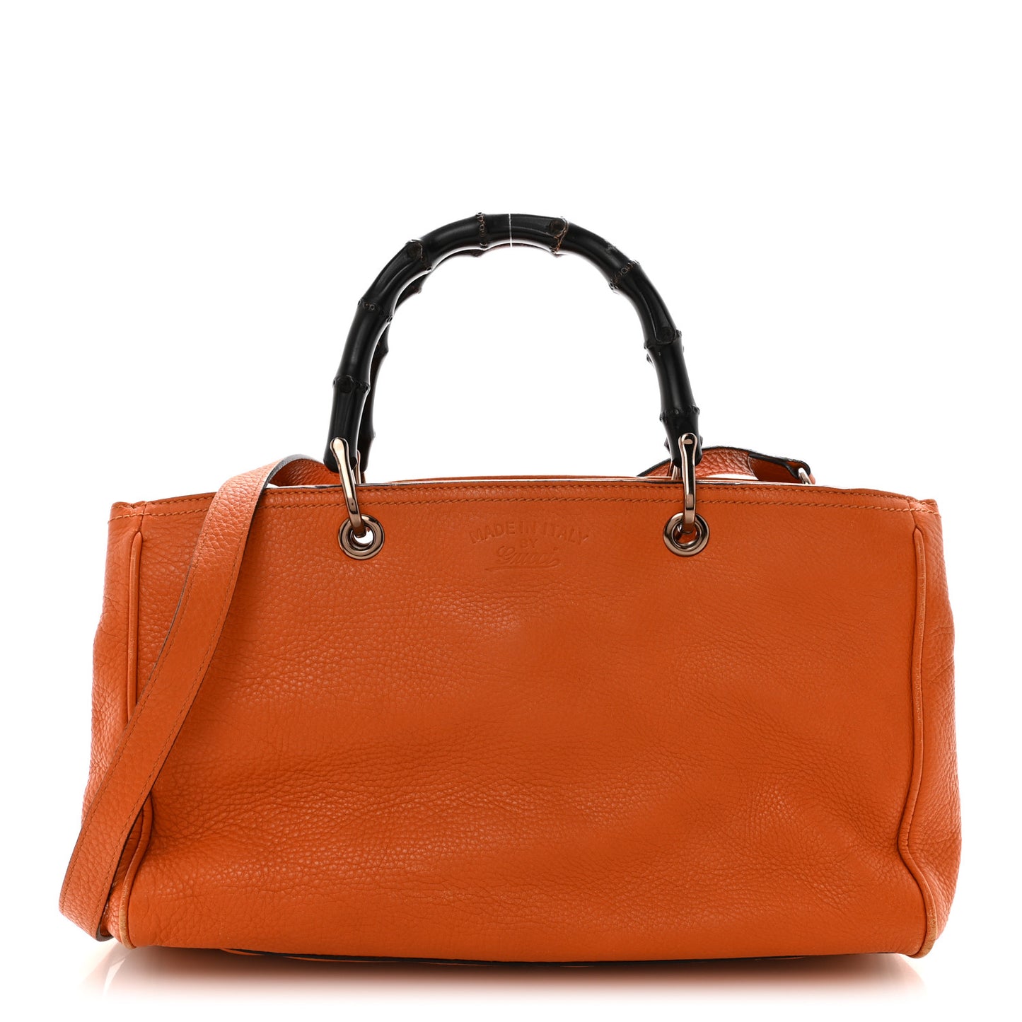 Cellarius Calfskin Medium Bamboo Shopper Tote  Orange