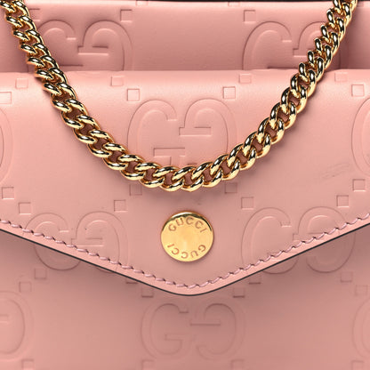 Gucci Calfskin GG Super Mini Debossed Chain Wallet Dust Carmine 8 of 11