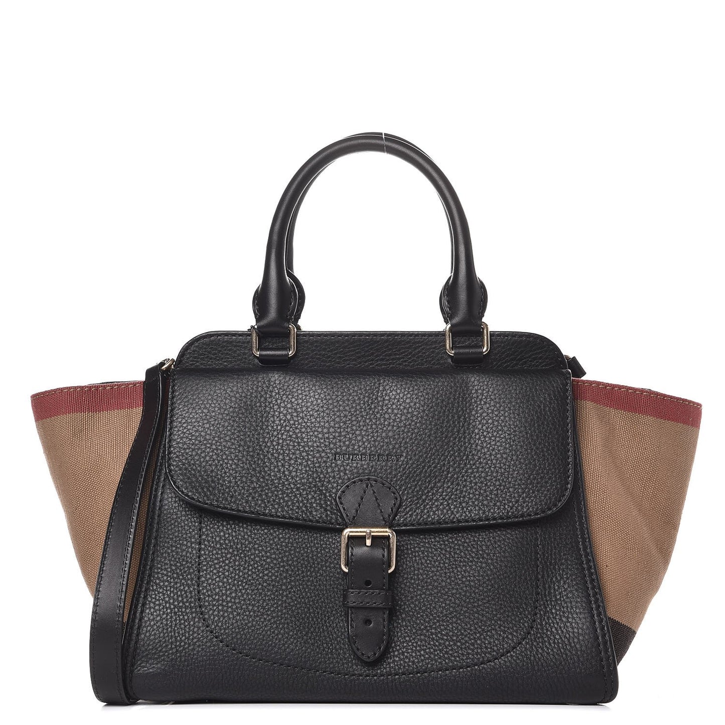 Canvas Mega Check Grained Calfskin Medium Harcourt Satchel Black